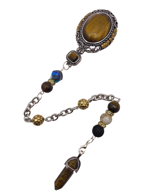 Pendulum with tiger's eye and unakite gemstones
